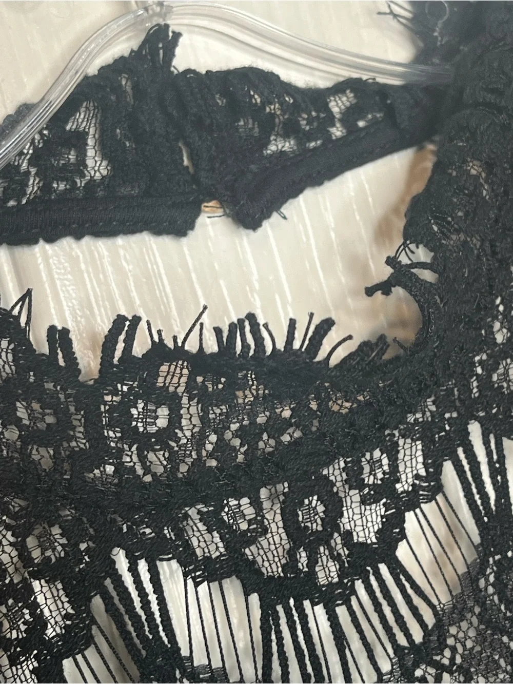 Free People Daydream Elegant Black Lace Mini Dress Sleeveless High Neck Sz M - Picture 5 of 13